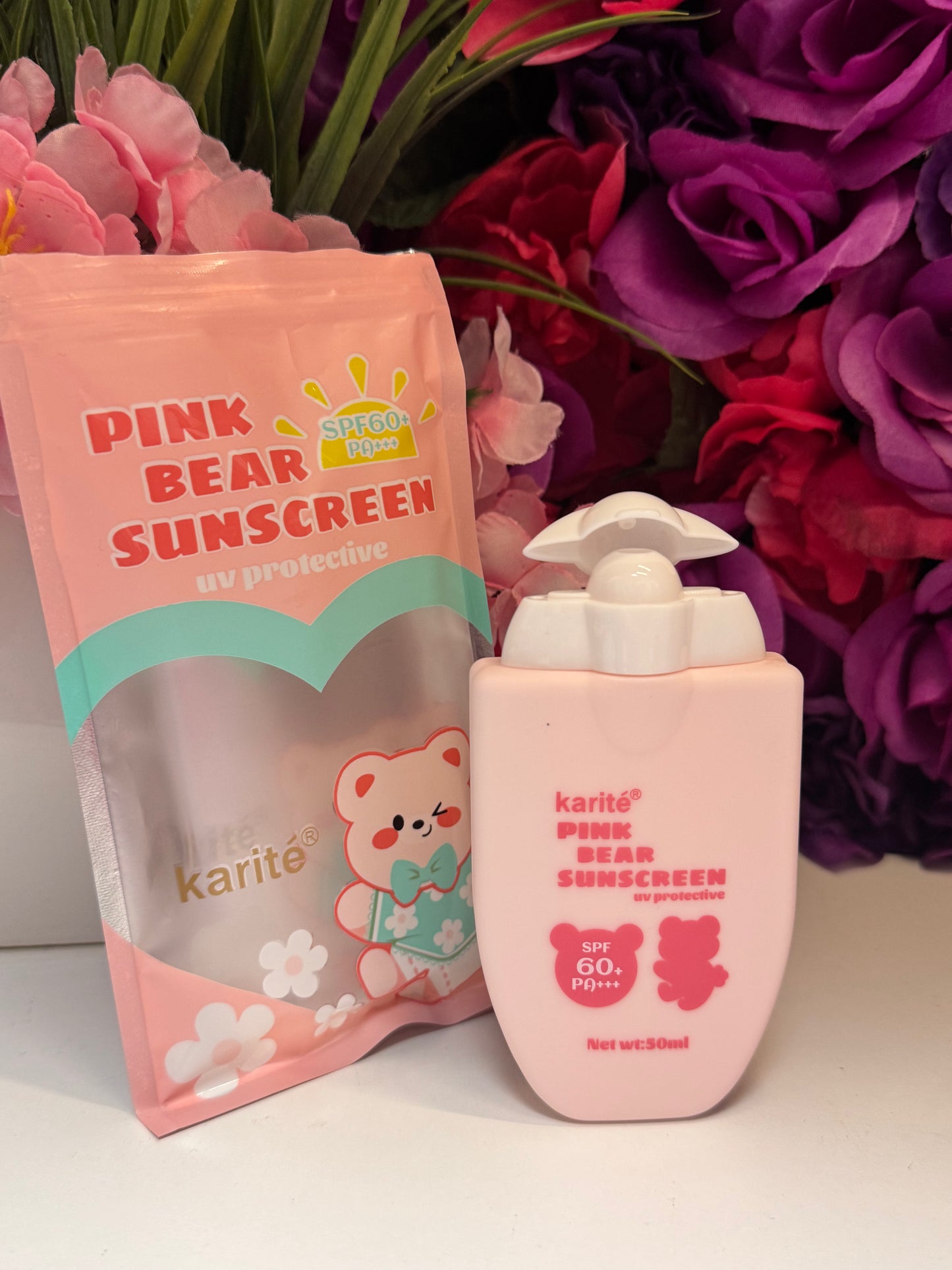 Pink bear sunscreen