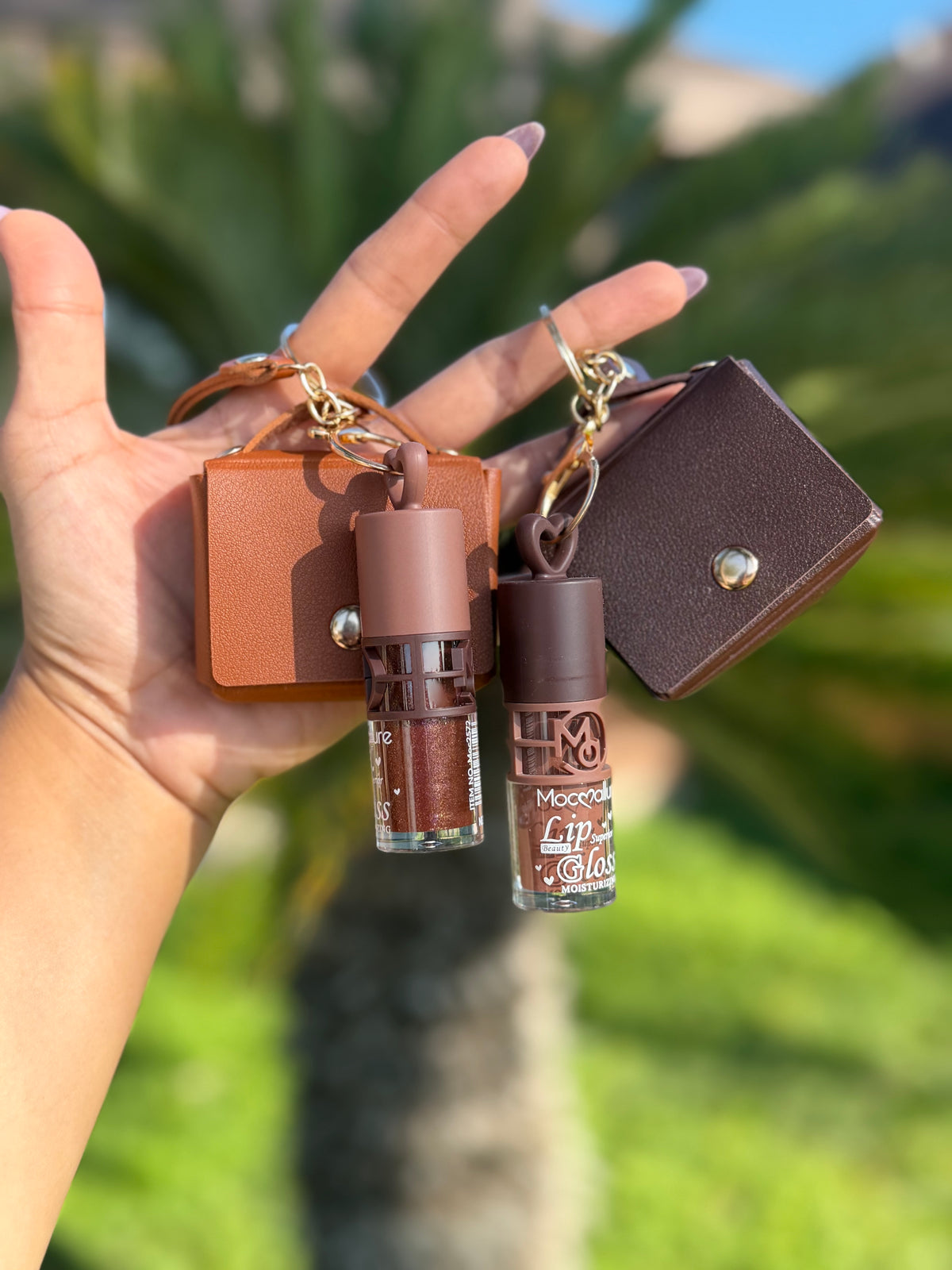 purse lipgloss keychain