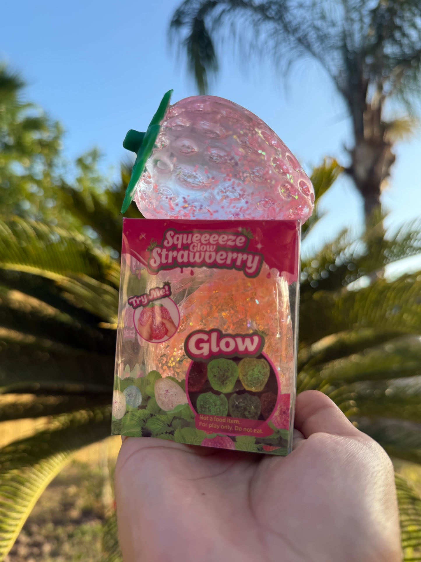 Glow in the dark squishy strawberry