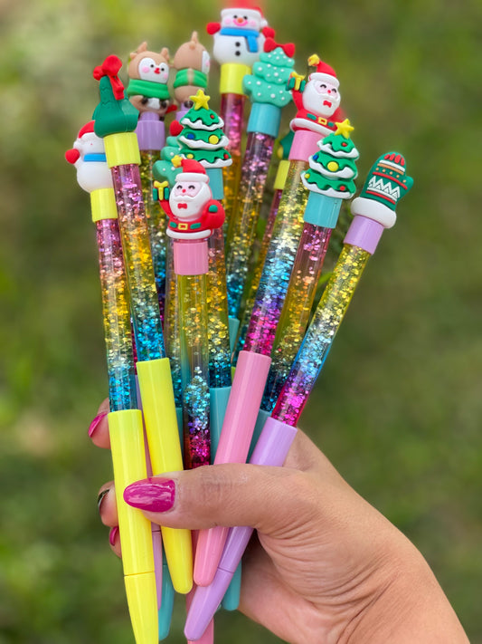 glitter Xmas pens