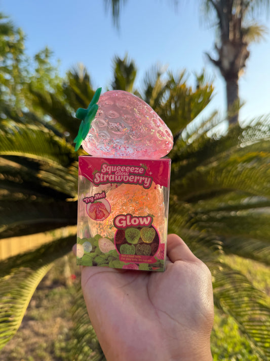 Glow in the dark squishy strawberry
