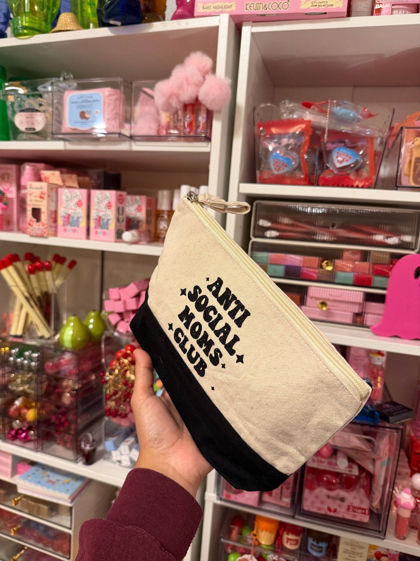 Antisocial moms club zipper pouch