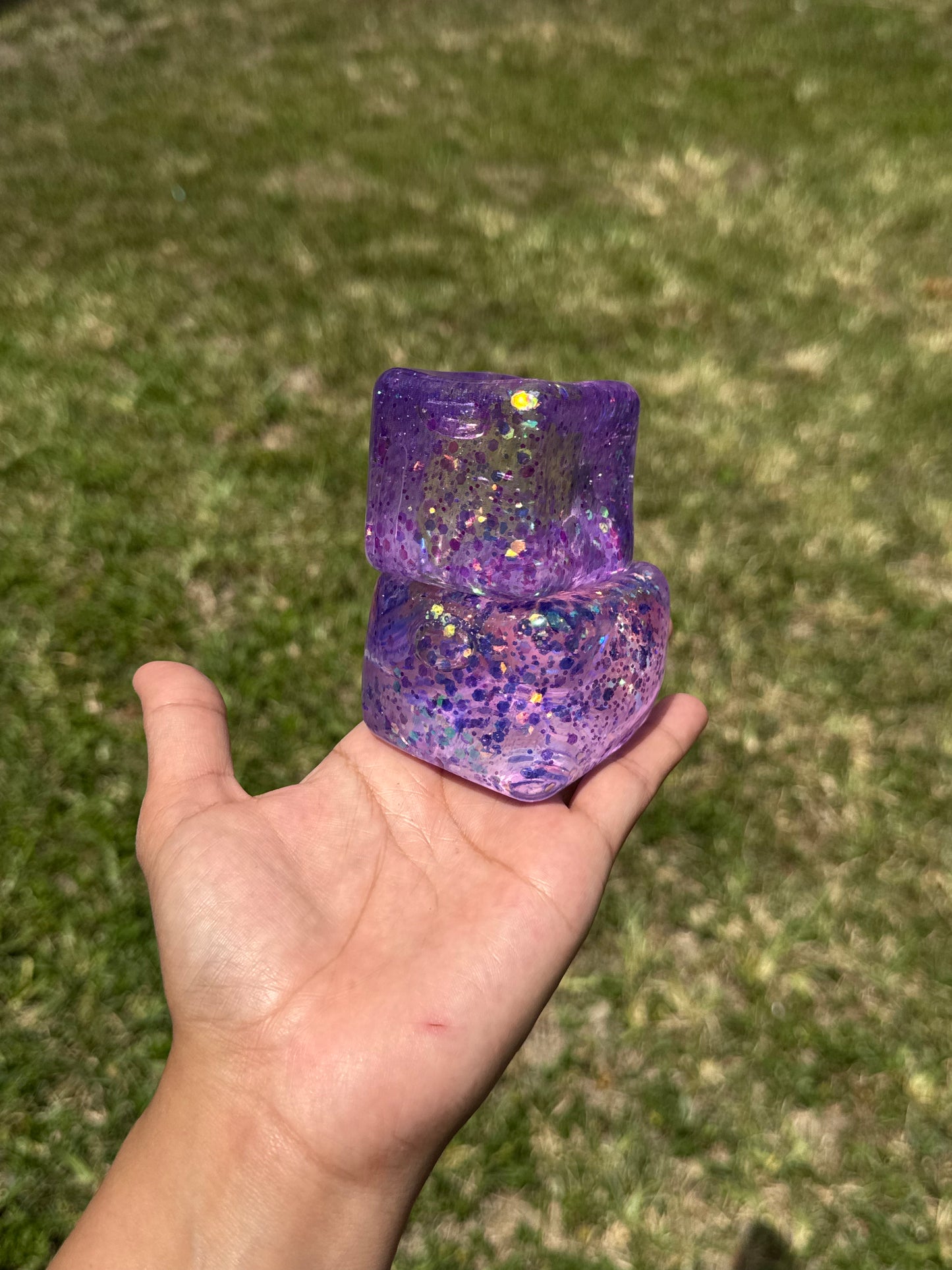 Squish glitter cube