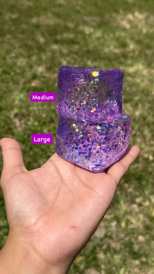 Squish glitter cube