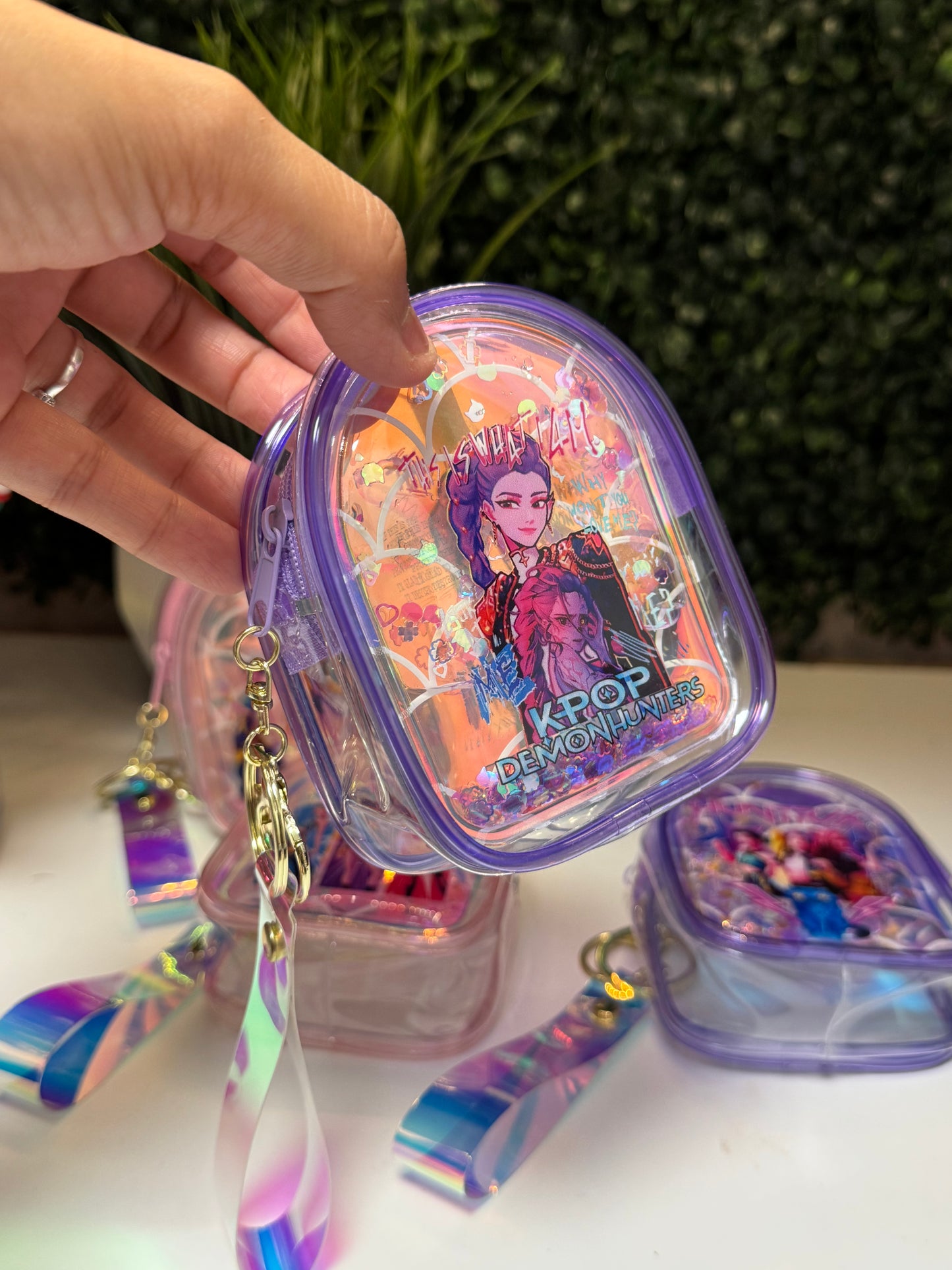 Kpop holographic keychain bag