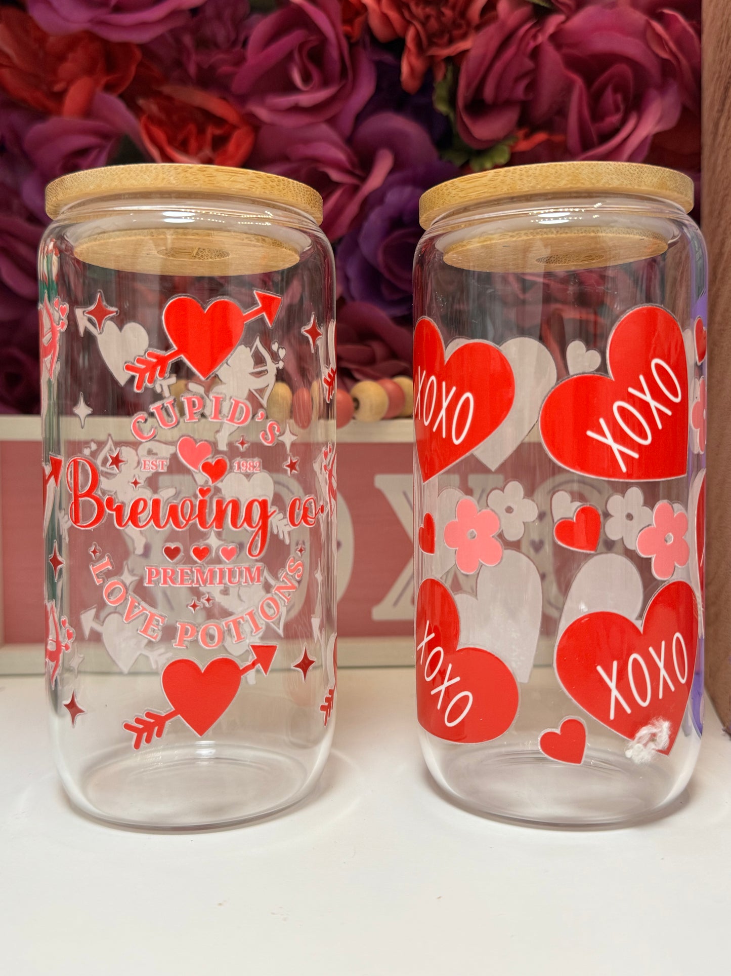 Valentines glass cups