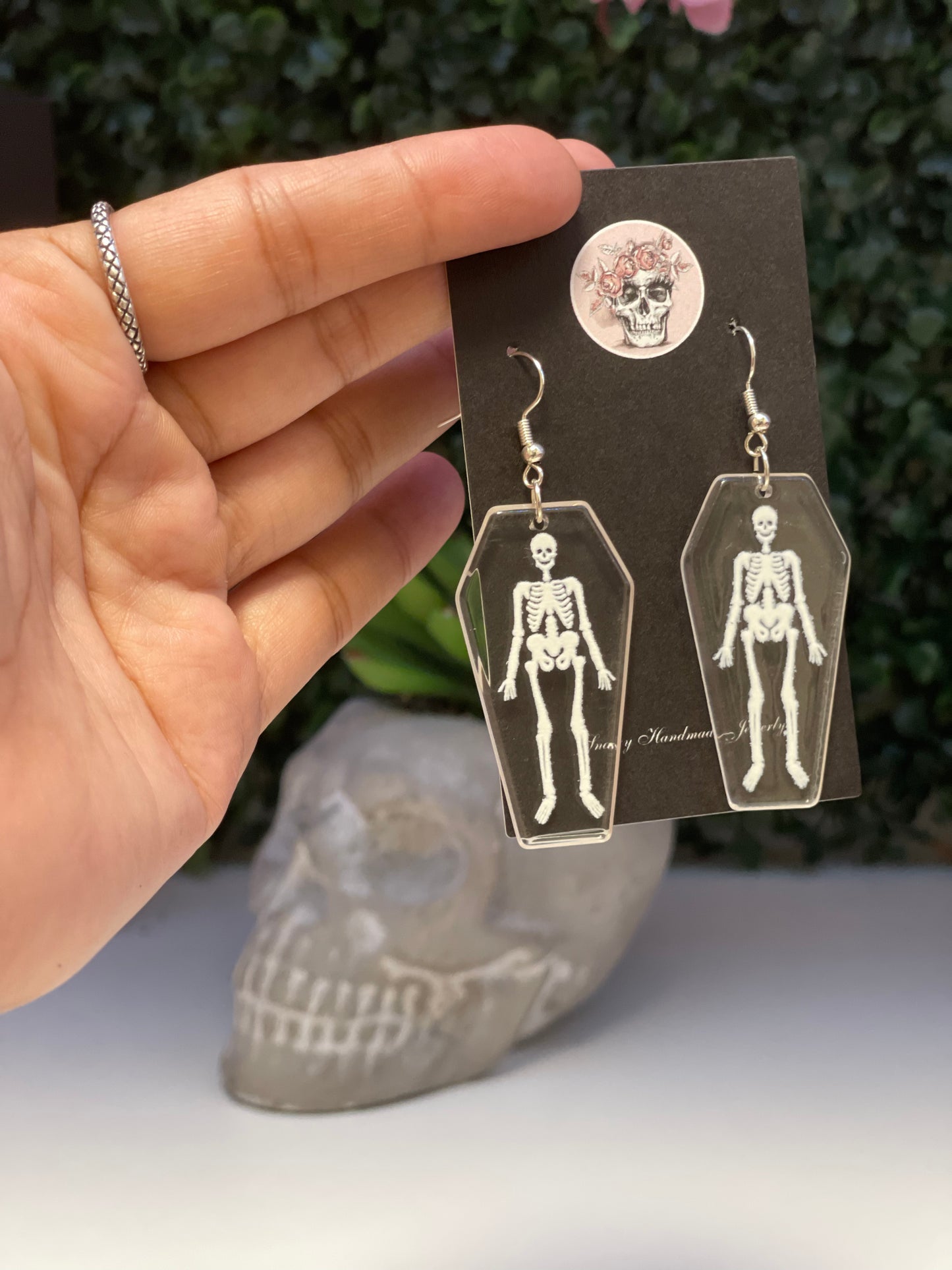 Coffin skeleton earrings